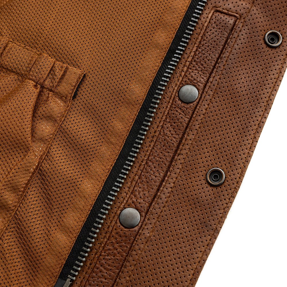 Lowside Men's Perforated Motorcycle Leather Vest - Lux Ryder