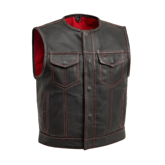 Lowside Men's Perforated Motorcycle Leather Vest - Lux Ryder