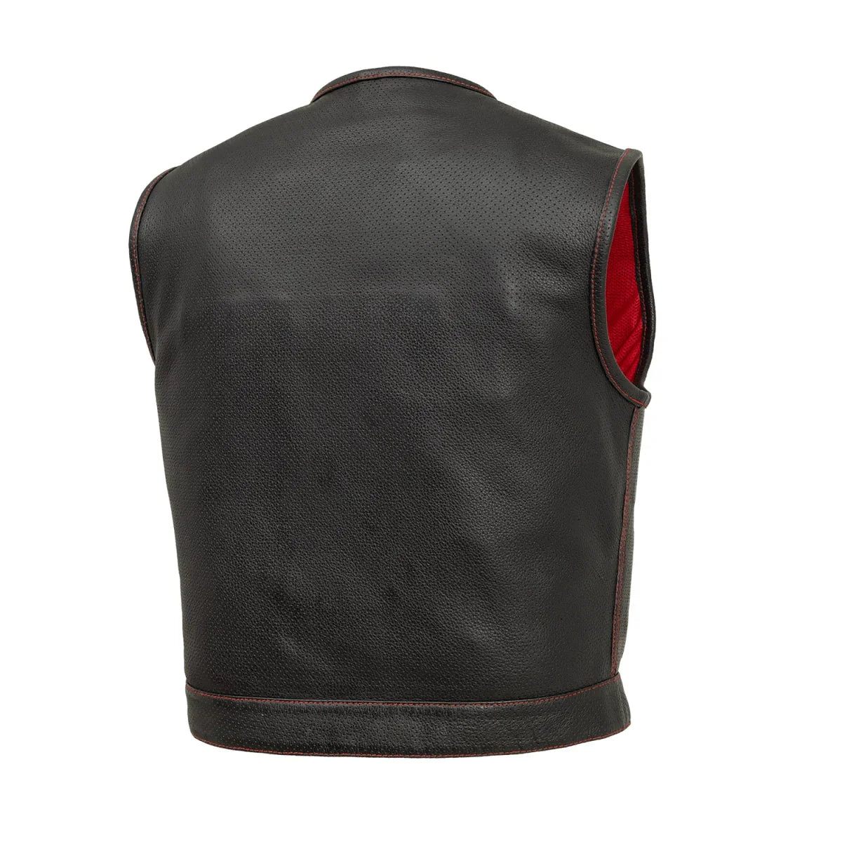 Lowside Men's Perforated Motorcycle Leather Vest - Lux Ryder