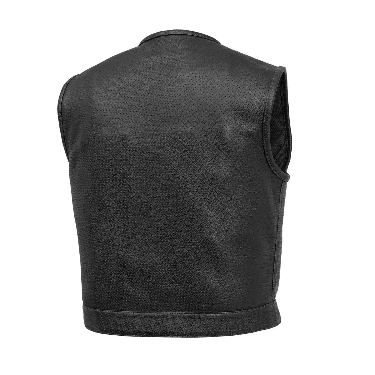 Lowside Men's Perforated Motorcycle Leather Vest - Lux Ryder