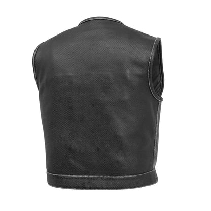 Lowside Men's Perforated Motorcycle Leather Vest - Lux Ryder