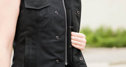 Ludlow Women's Motorcycle Canvas Vest - Lux Ryder