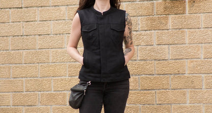 Ludlow Women's Motorcycle Canvas Vest - Lux Ryder