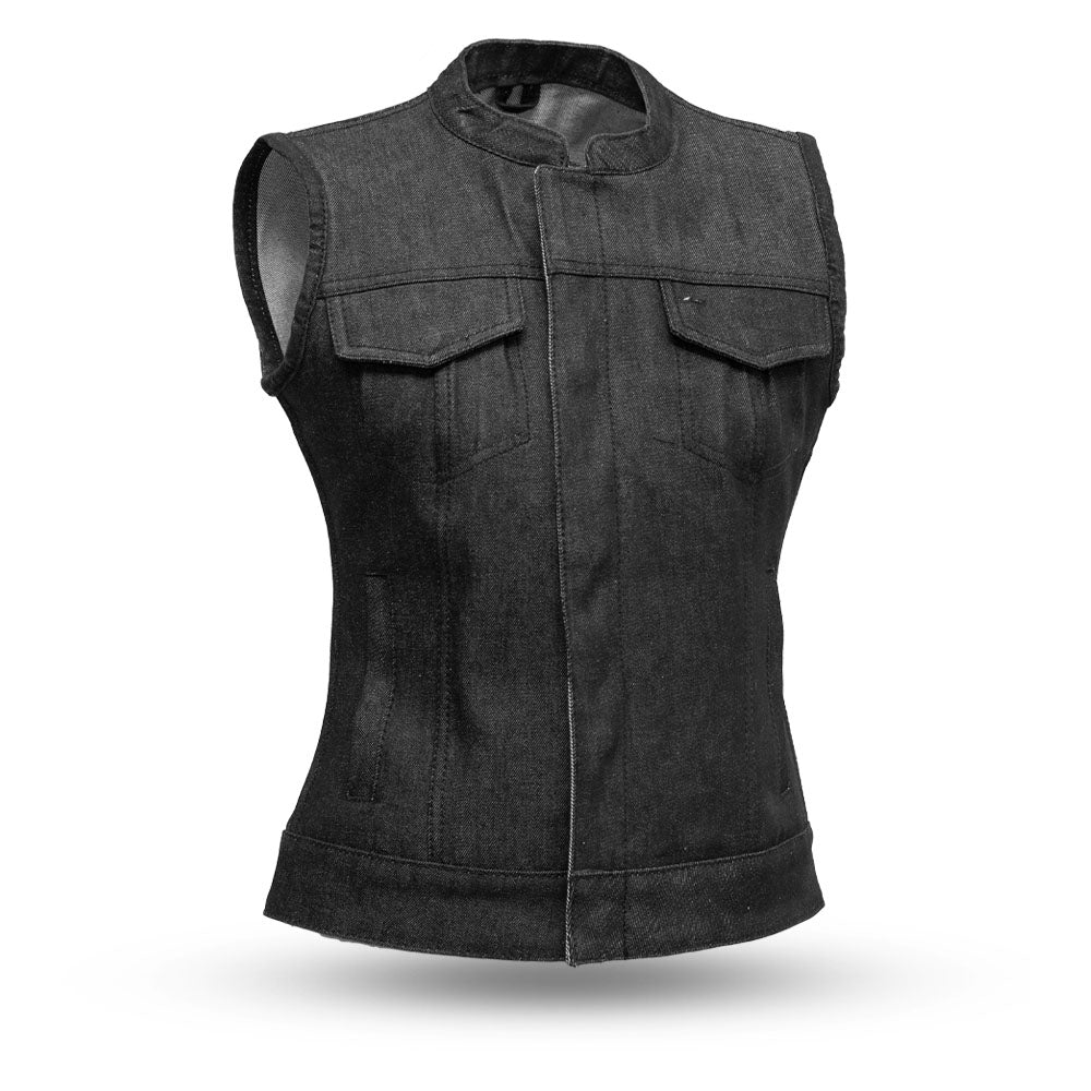 Ludlow Women's Motorcycle Denim Vest - Lux Ryder