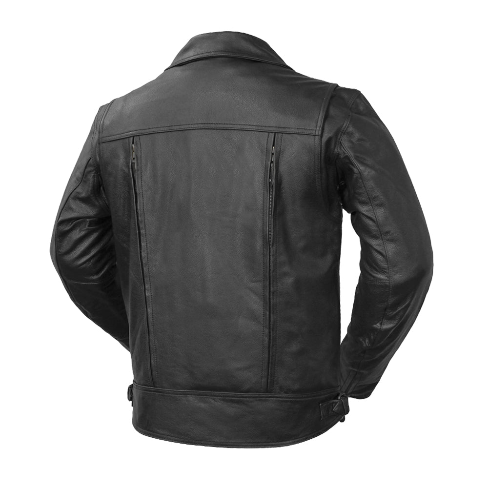 Men’s Leather Motorcycle Jacket with Utility Pockets and Thermal Liner - Lux Ryder