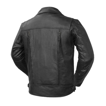 Men’s Leather Motorcycle Jacket with Utility Pockets and Thermal Liner - Lux Ryder