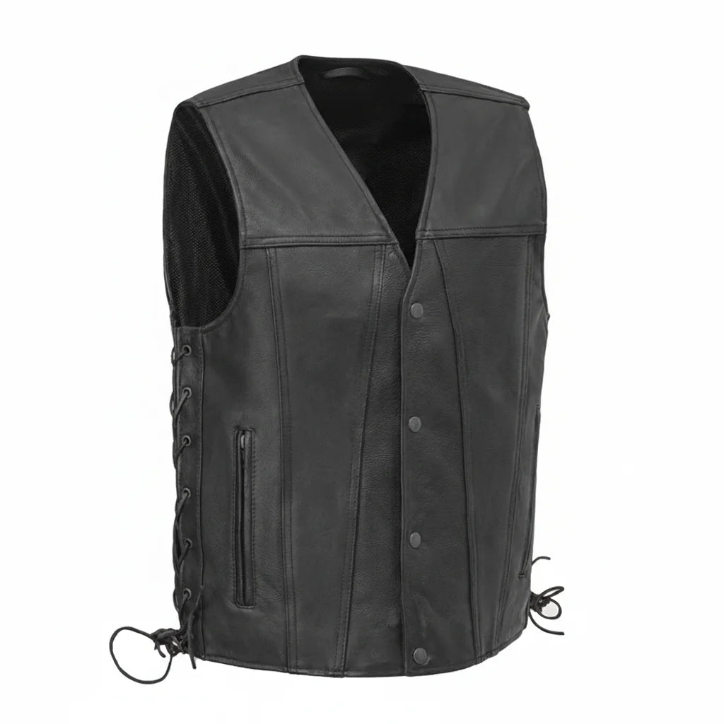 men's leather black vest | LuxRyder