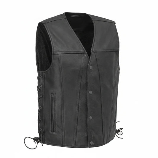 men's leather black vest | LuxRyder