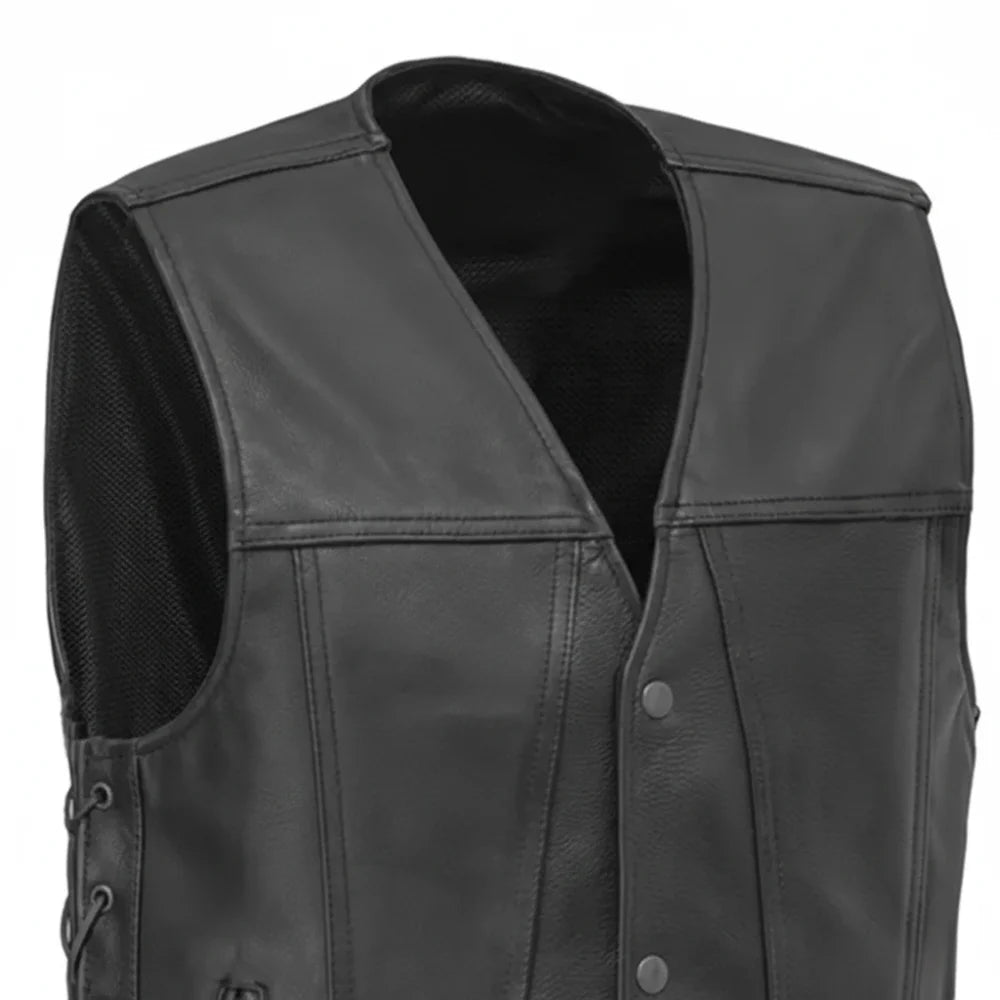 men's leather black vest | LuxRyder