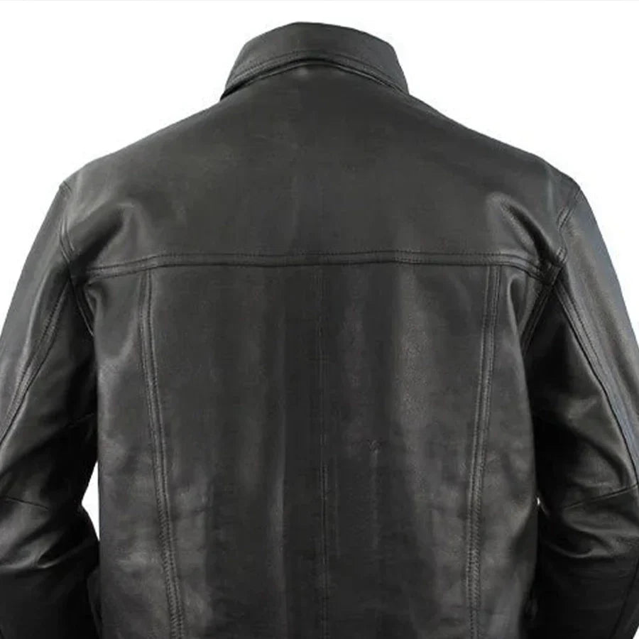 Men’s Leather Motorcycle Riding Shirt with Armor Pockets - Lux Ryder