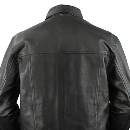 Men’s Leather Motorcycle Riding Shirt with Armor Pockets - Lux Ryder