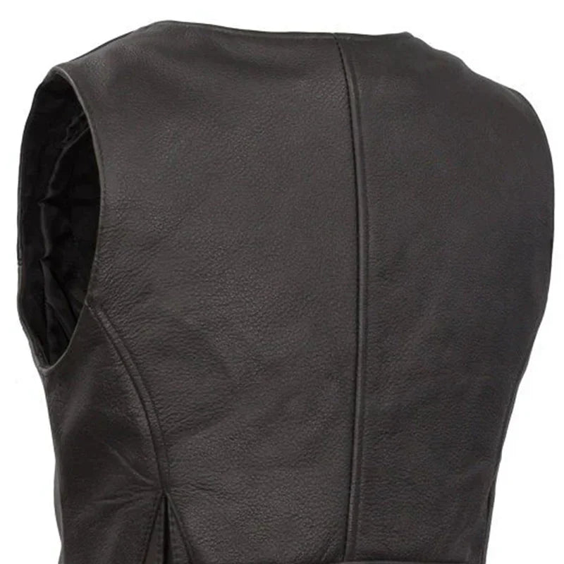 Women Leather Motorcycle Vest – Simple Western Riding Style - Lux Ryder