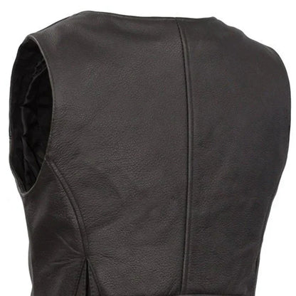 Women Leather Motorcycle Vest – Simple Western Riding Style - Lux Ryder