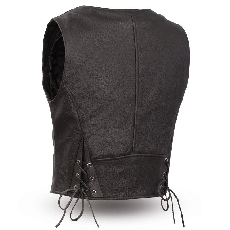 Women Leather Motorcycle Vest – Simple Western Riding Style - Lux Ryder
