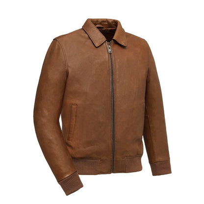 Men’s Leather Motorcycle Bomber Jacket with Armor-Ready Design - Lux Ryder