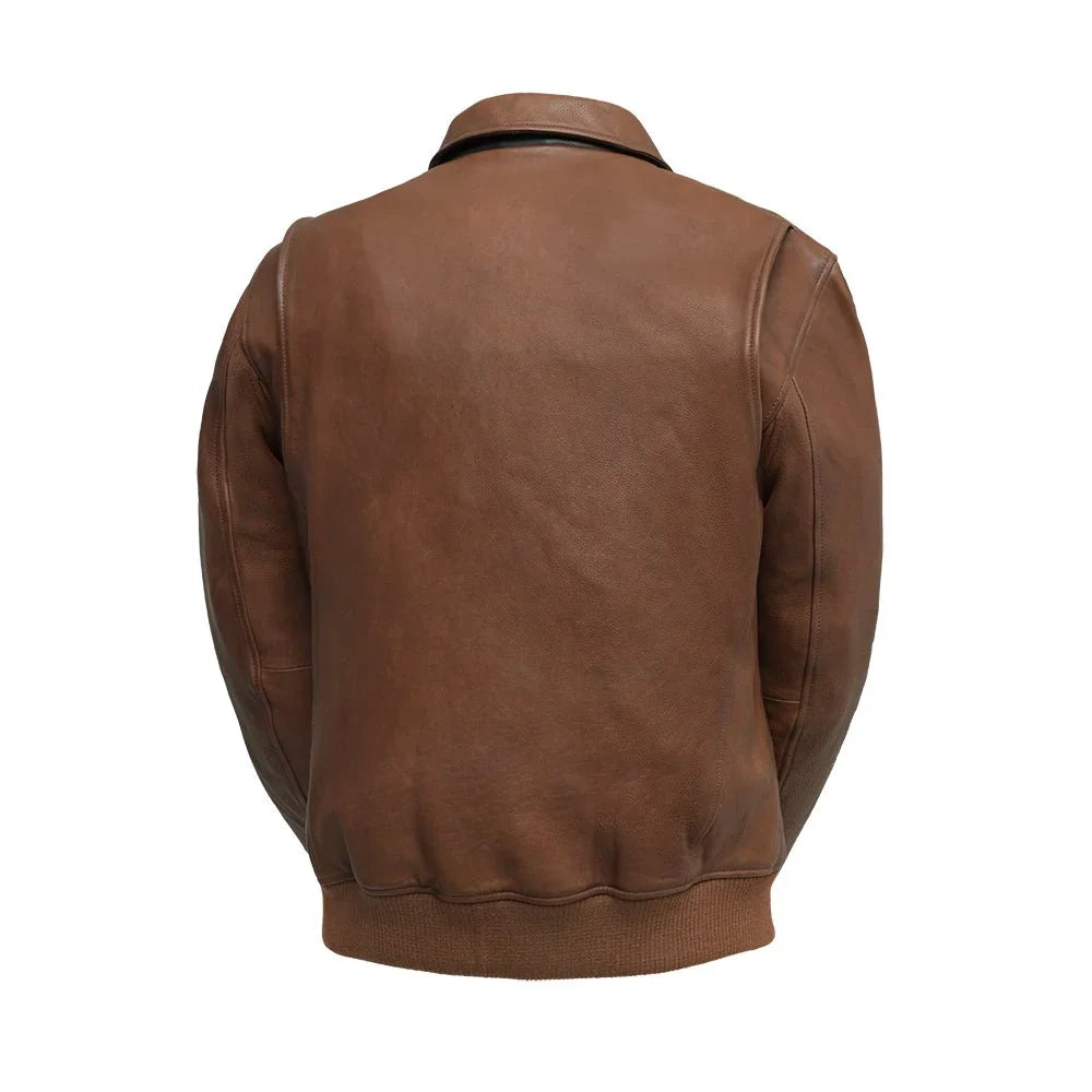Men’s Leather Motorcycle Bomber Jacket with Armor-Ready Design - Lux Ryder