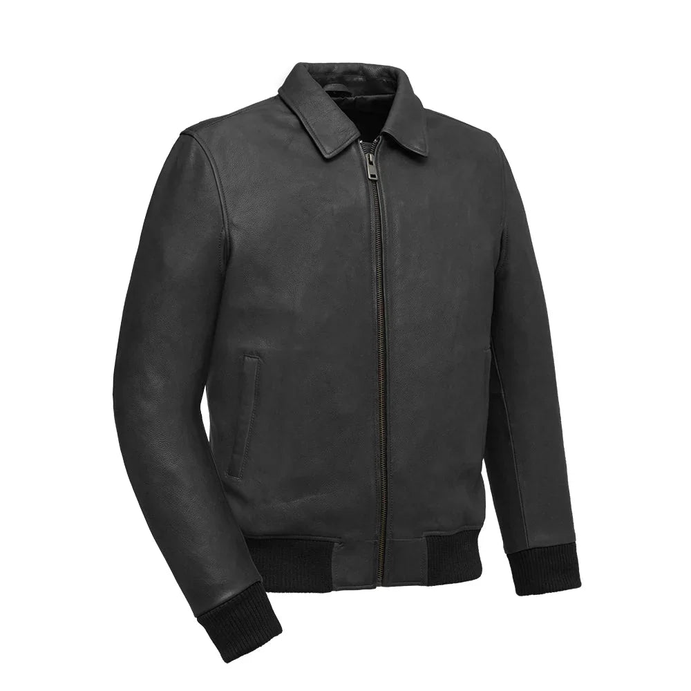 Men’s Leather Motorcycle Bomber Jacket with Armor-Ready Design - Lux Ryder
