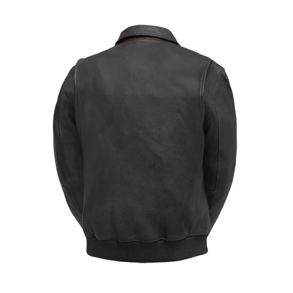Men’s Leather Motorcycle Bomber Jacket with Armor-Ready Design - Lux Ryder