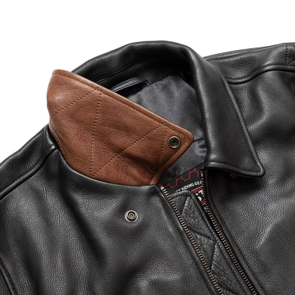 Men’s Leather Motorcycle Bomber Jacket with Armor-Ready Design - Lux Ryder