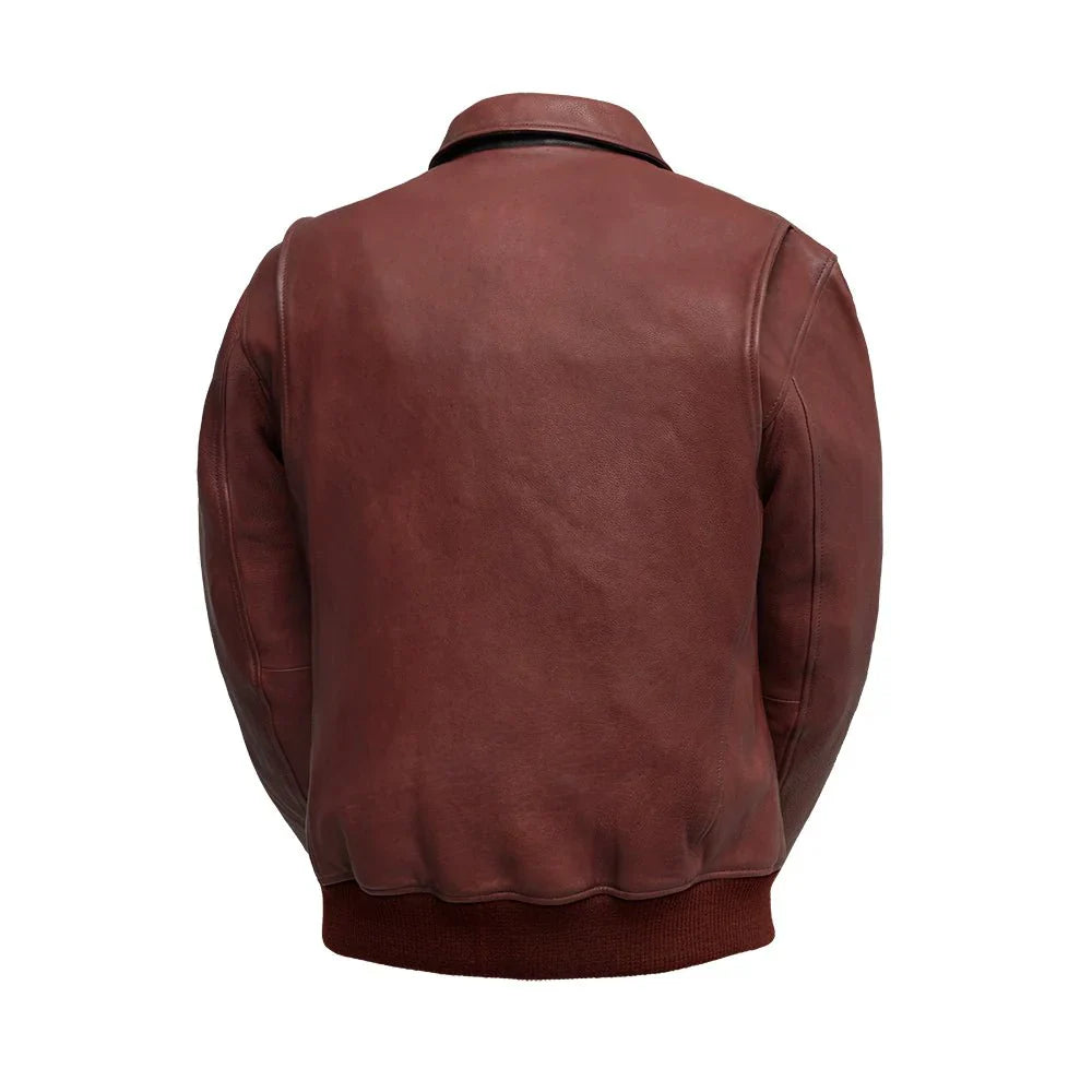 Men’s Leather Motorcycle Bomber Jacket with Armor-Ready Design - Lux Ryder