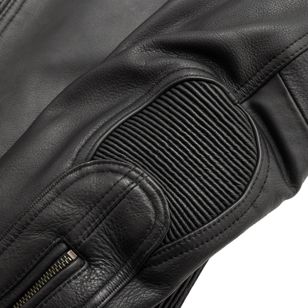 Men’s Leather Motorcycle Jacket with Padded Details and Thermal Liner - Lux Ryder