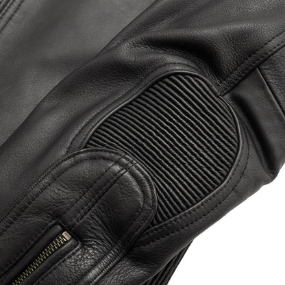 Men’s Leather Motorcycle Jacket with Padded Details and Thermal Liner - Lux Ryder