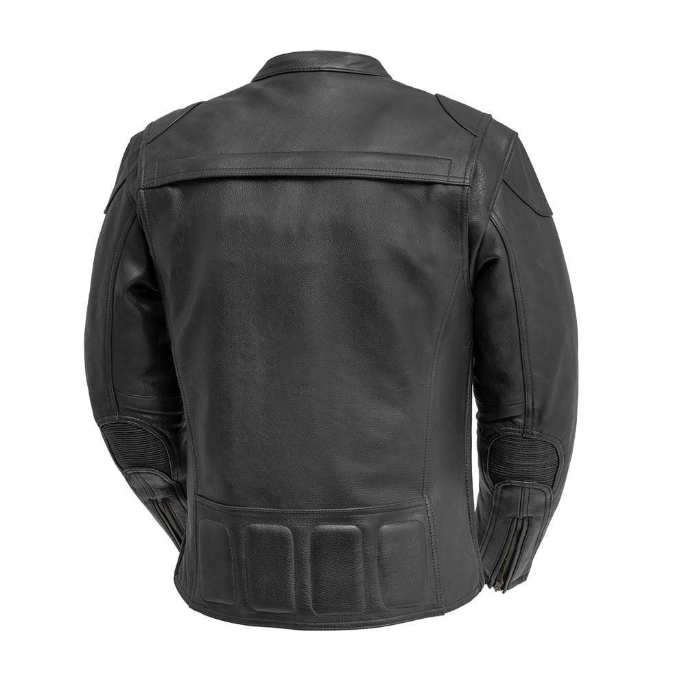 Men’s Leather Motorcycle Jacket with Padded Details and Thermal Liner - Lux Ryder