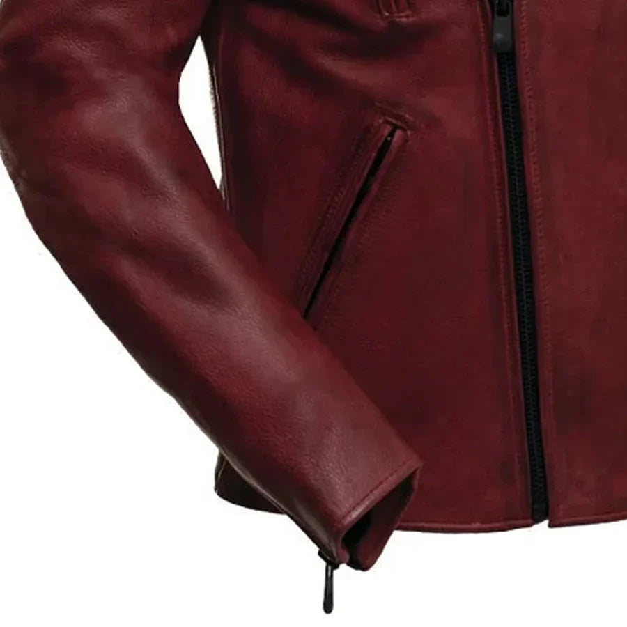 Men’s Leather Motorcycle Jacket with Asymmetrical Zip and Thermal Liner - Lux Ryder