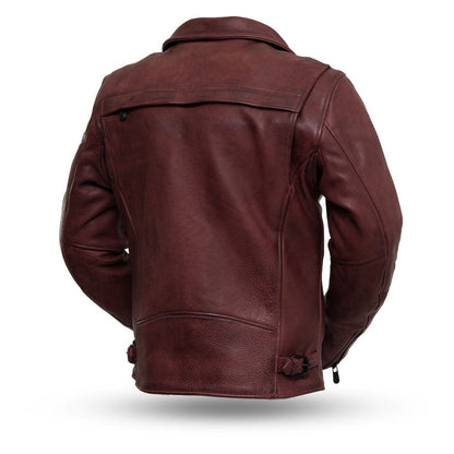 Men’s Leather Motorcycle Jacket with Asymmetrical Zip and Thermal Liner - Lux Ryder