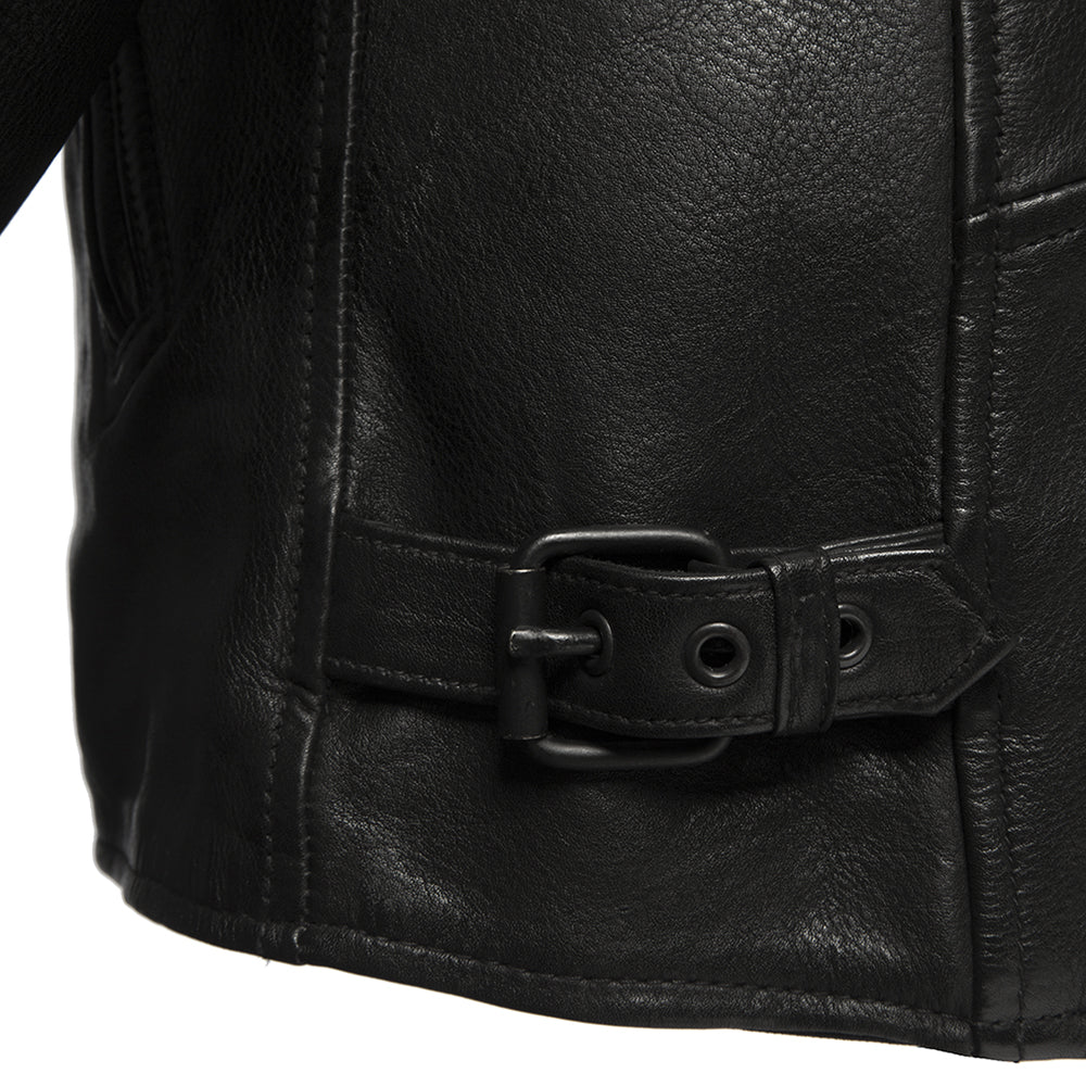 Men’s Leather Motorcycle Jacket with Asymmetrical Zip and Thermal Liner - Lux Ryder