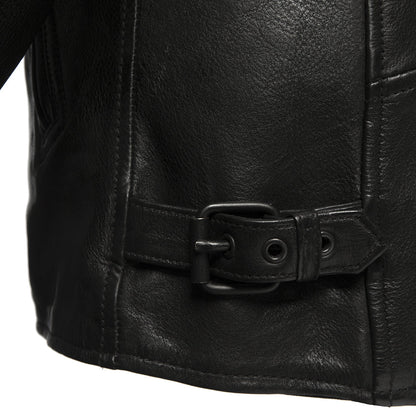 Men’s Leather Motorcycle Jacket with Asymmetrical Zip and Thermal Liner - Lux Ryder