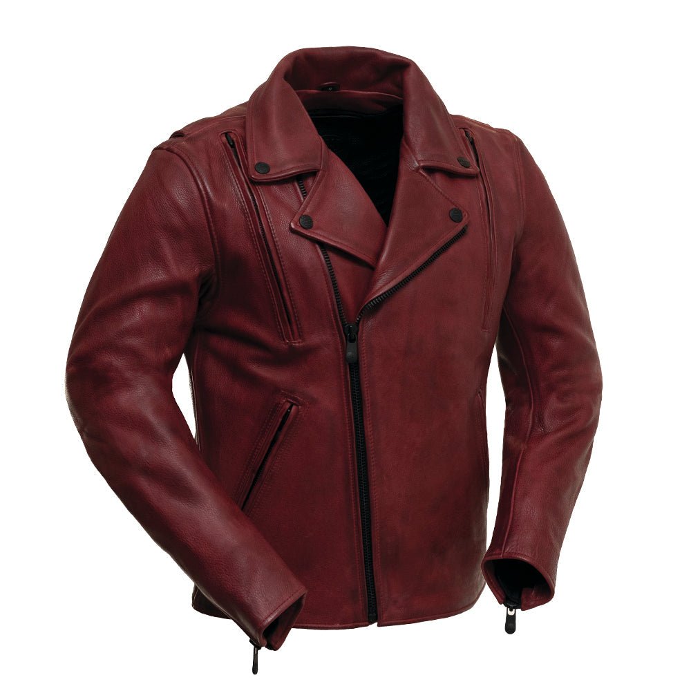 Men’s Leather Motorcycle Jacket with Asymmetrical Zip and Thermal Liner - Lux Ryder