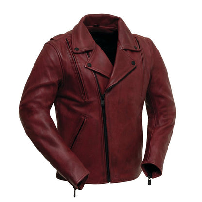 Men’s Leather Motorcycle Jacket with Asymmetrical Zip and Thermal Liner - Lux Ryder