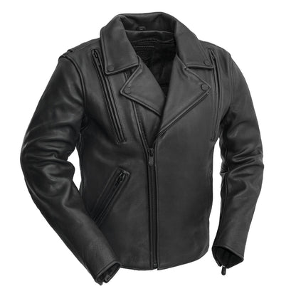 Men’s Leather Motorcycle Jacket with Asymmetrical Zip and Thermal Liner - Lux Ryder