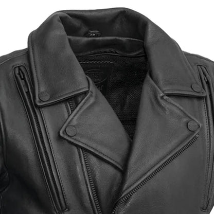 Men’s Leather Motorcycle Jacket with Asymmetrical Zip and Thermal Liner - Lux Ryder