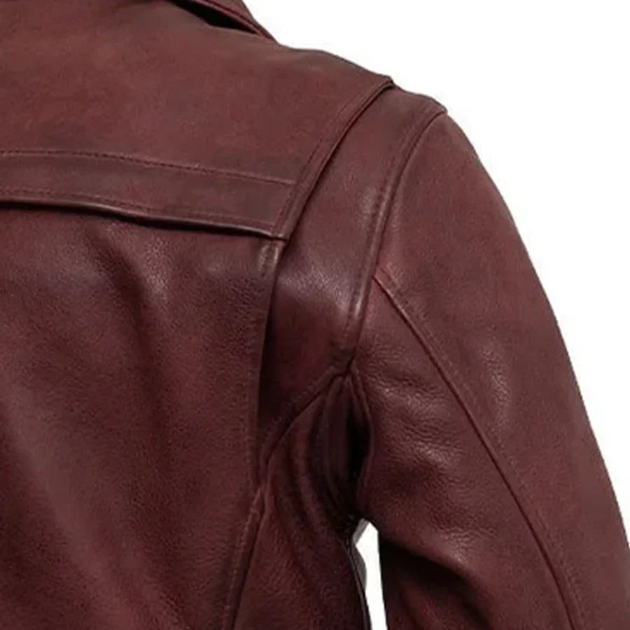 Men’s Leather Motorcycle Jacket with Asymmetrical Zip and Thermal Liner - Lux Ryder