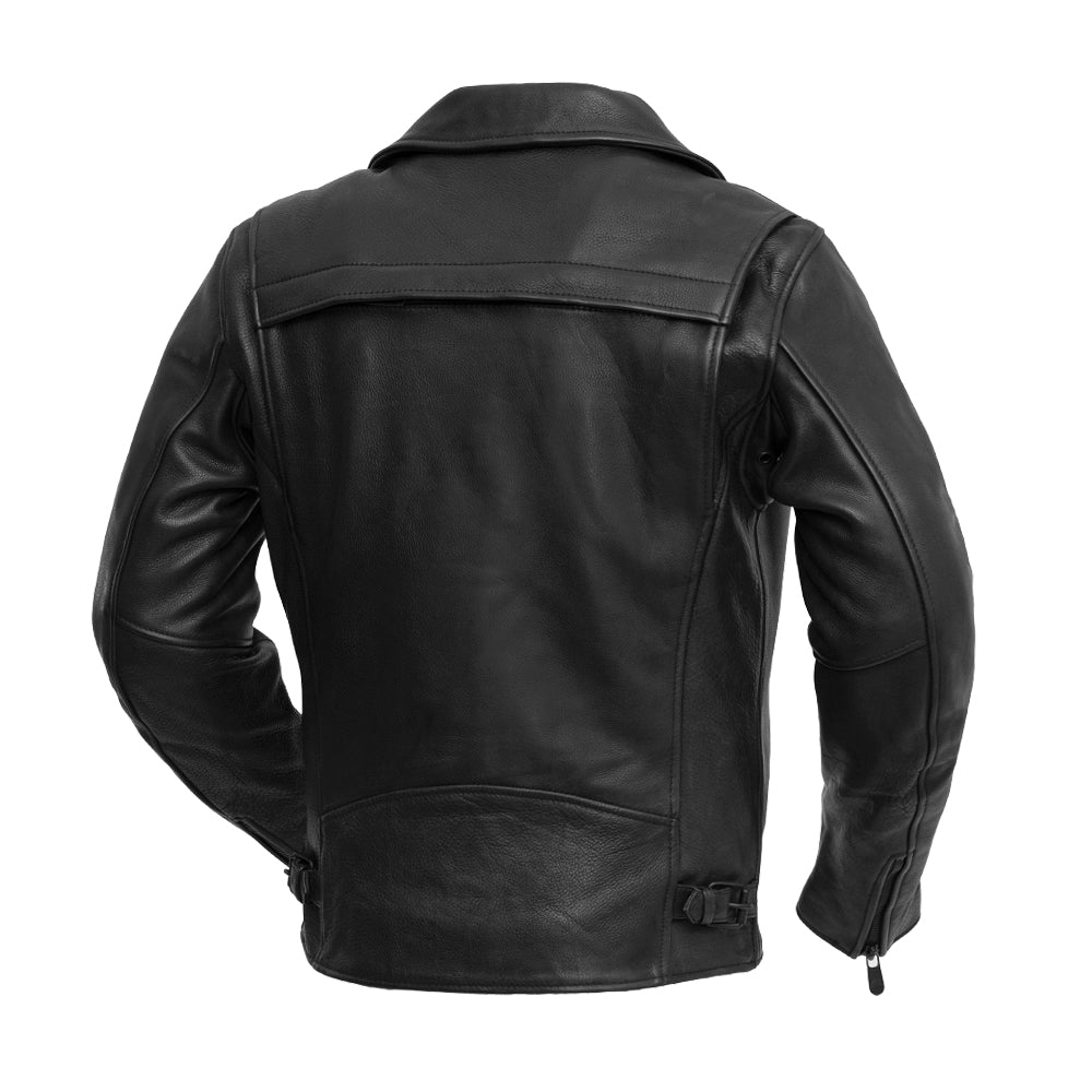 Men’s Leather Motorcycle Jacket with Asymmetrical Zip and Thermal Liner - Lux Ryder