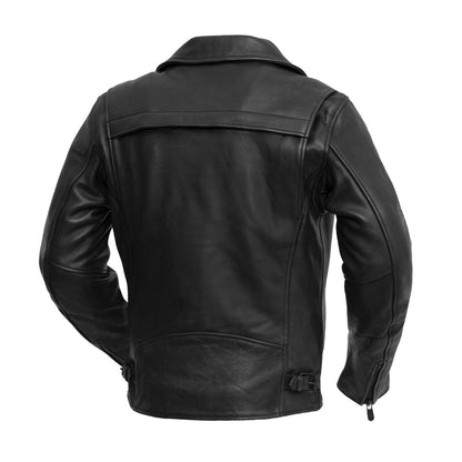 Men’s Leather Motorcycle Jacket with Asymmetrical Zip and Thermal Liner - Lux Ryder