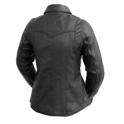 Women’s Leather Motorcycle Shirt with Armor Pockets - Lux Ryder