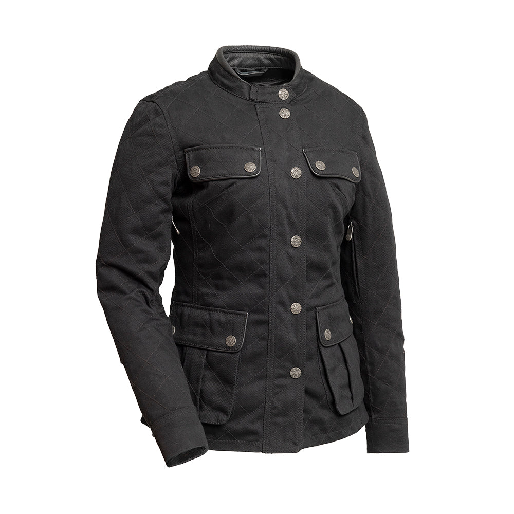 Women’s Twill Motorcycle Jacket with Utility Pocket Design - Lux Ryder