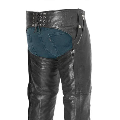 Classic Leather Chaps for Motorcycle Riders – Unisex Original Fit - Lux Ryder