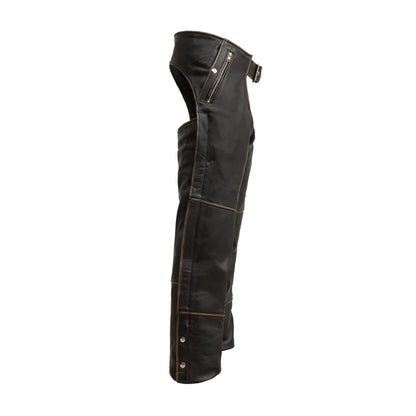 Men’s Leather Chaps with Snap-Out Liner – Unisex Motorcycle Riding Chaps - Lux Ryder