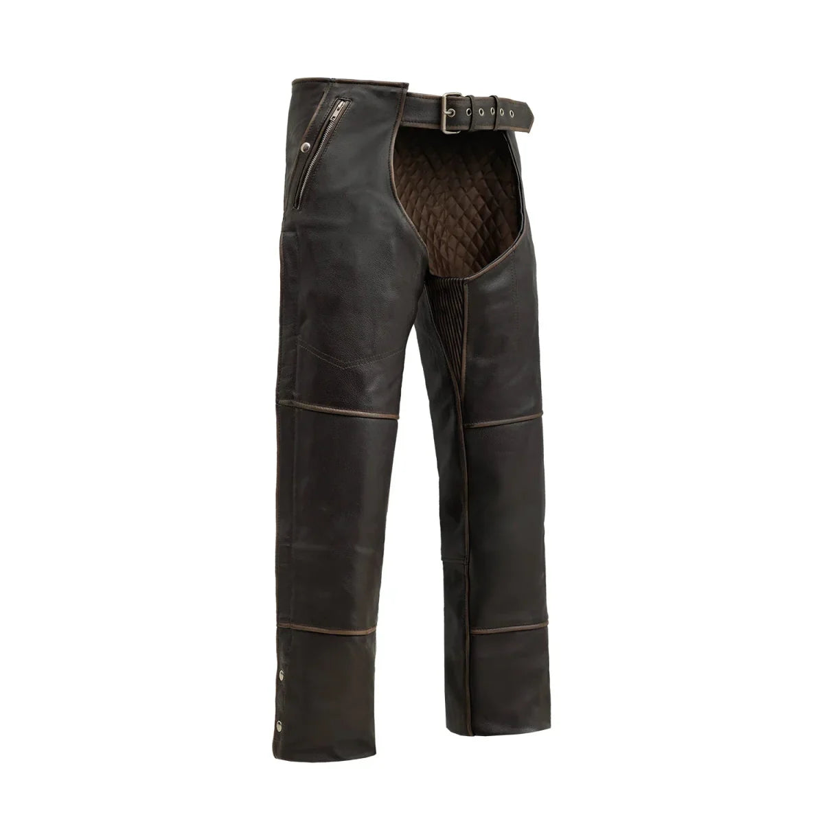 Men’s Leather Chaps with Snap-Out Liner – Unisex Motorcycle Riding Chaps - Lux Ryder
