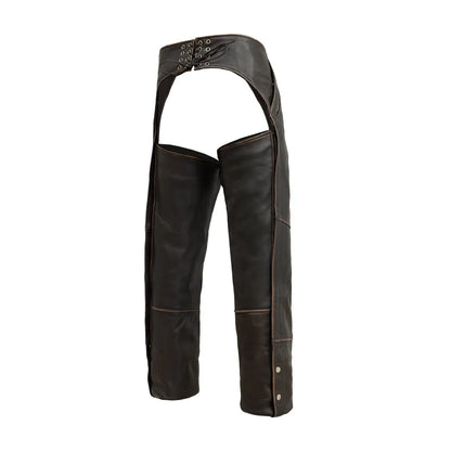 Men’s Leather Chaps with Snap-Out Liner – Unisex Motorcycle Riding Chaps - Lux Ryder