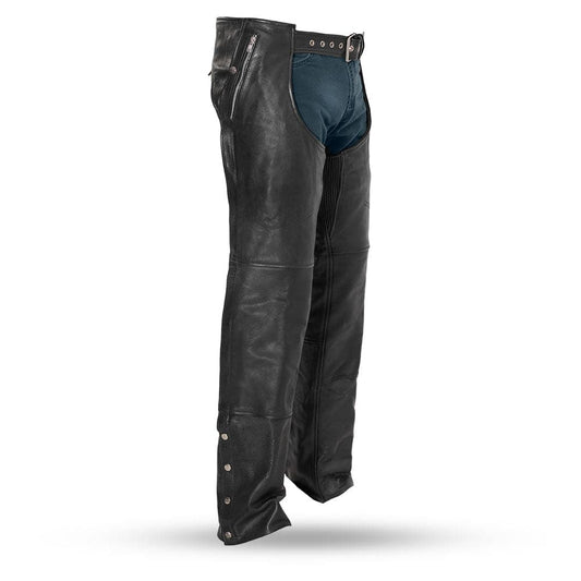Men’s Leather Chaps with Snap-Out Liner – Unisex Motorcycle Riding Chaps - Lux Ryder