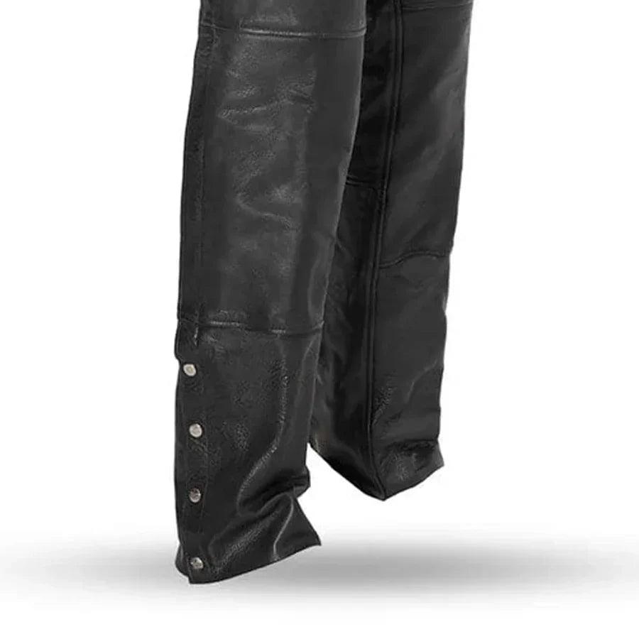 Men’s Leather Chaps with Snap-Out Liner – Unisex Motorcycle Riding Chaps - Lux Ryder