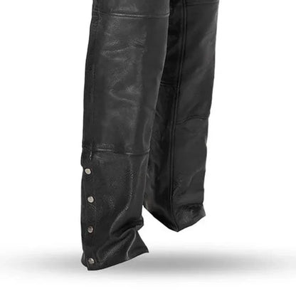 Men’s Leather Chaps with Snap-Out Liner – Unisex Motorcycle Riding Chaps - Lux Ryder