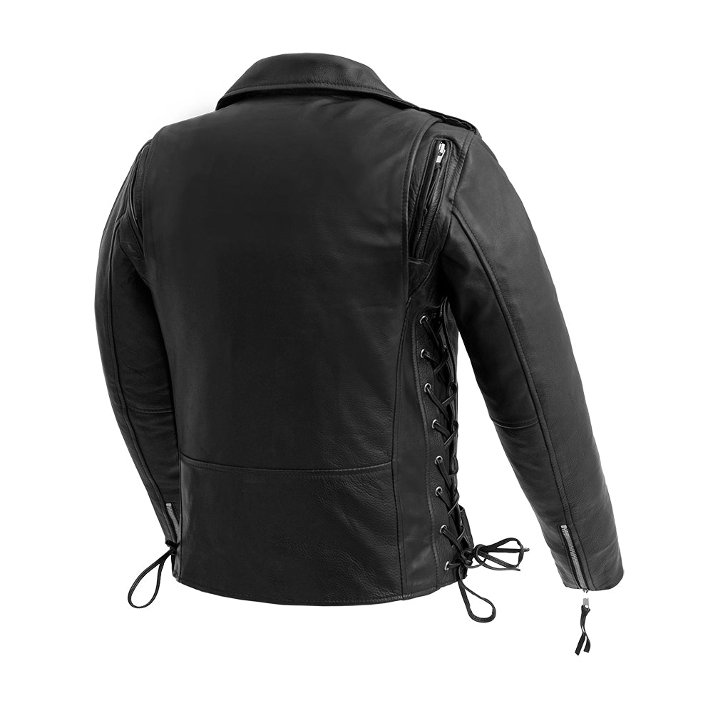 Women’s Leather Motorcycle Jacket with Side Lace and Asymmetrical Zip - Lux Ryder