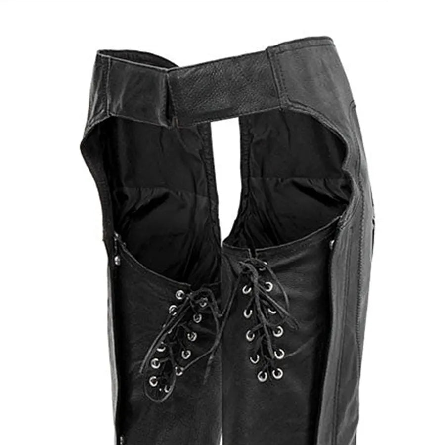Women’s Leather Chaps for Motorcycle Riding – Adjustable, Fully Lined Fit - Lux Ryder