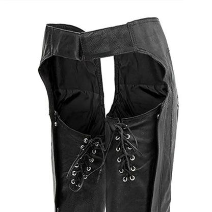 Women’s Leather Chaps for Motorcycle Riding – Adjustable, Fully Lined Fit - Lux Ryder